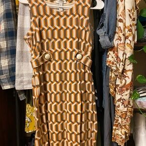 Geometric Orange and Beige Dress